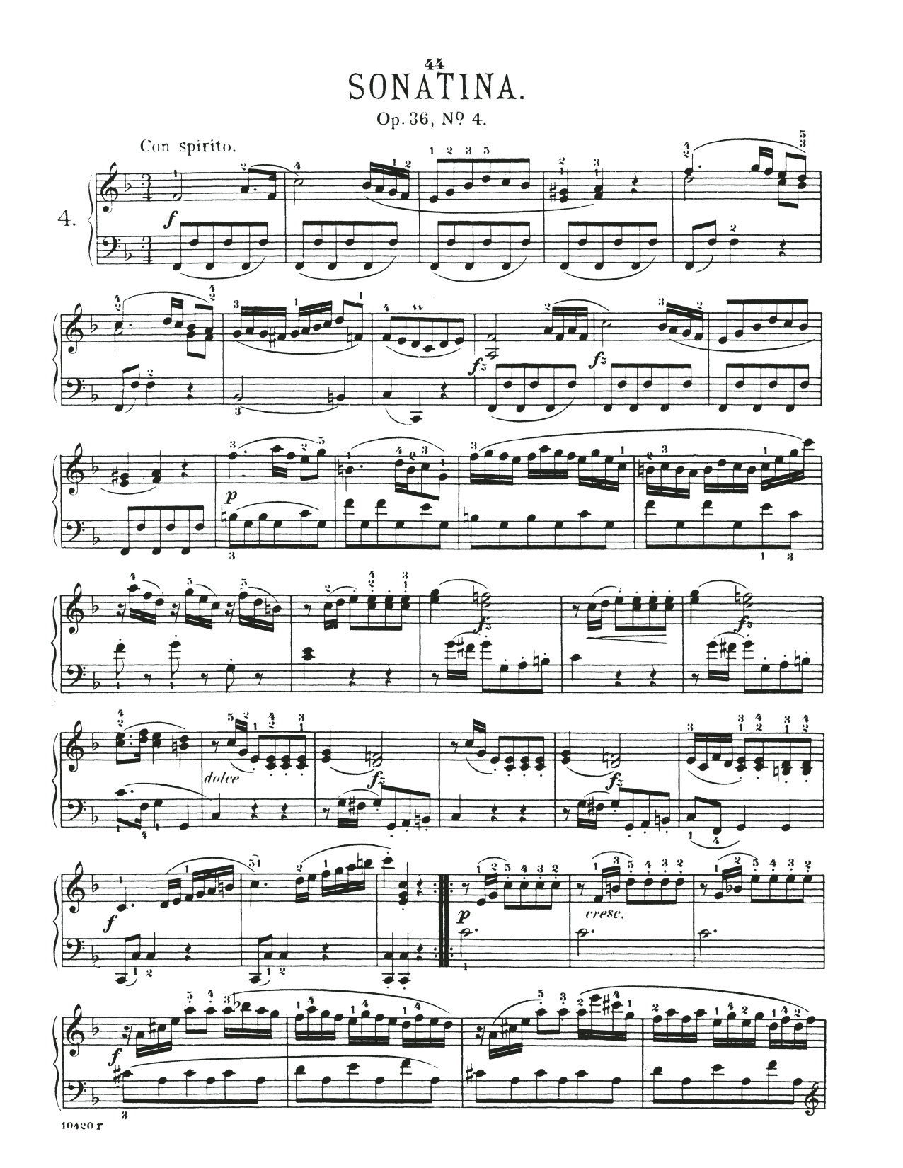 Produktbild zu: Sonatina In F Major, Op. 36, No. 4