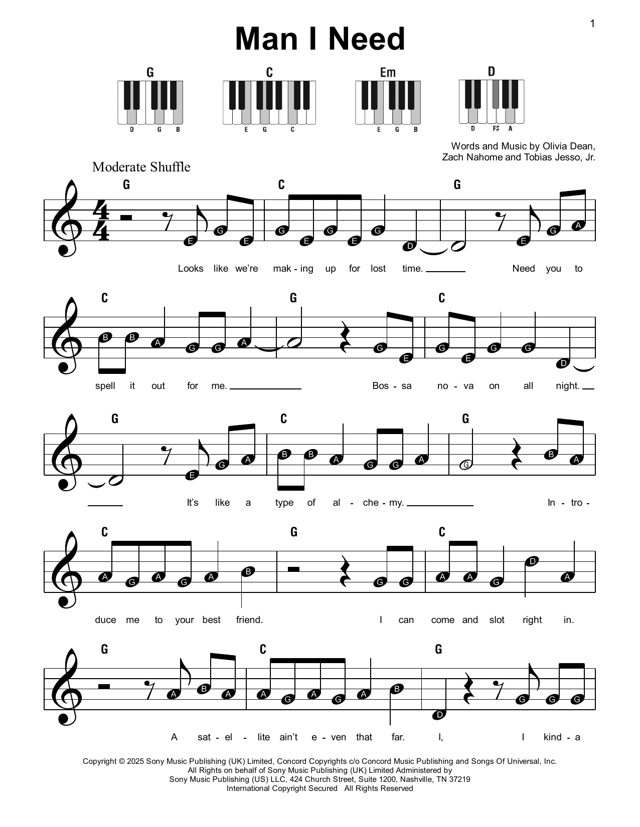 Produktgalerie: Seite 1 von 1 Man I Need, Olivia Dean, Klavier