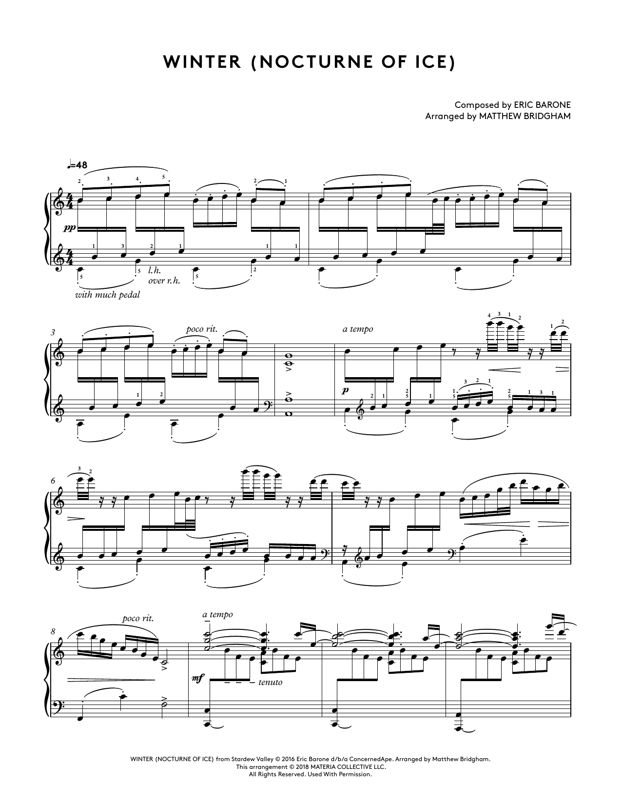 Product gallery: Page 1 of 1 Winter (Nocturne Of Ice) (from Stardew Valley Piano Collections) (arr. Matthew Bridgham), Augustine Mayuga Gonzales
