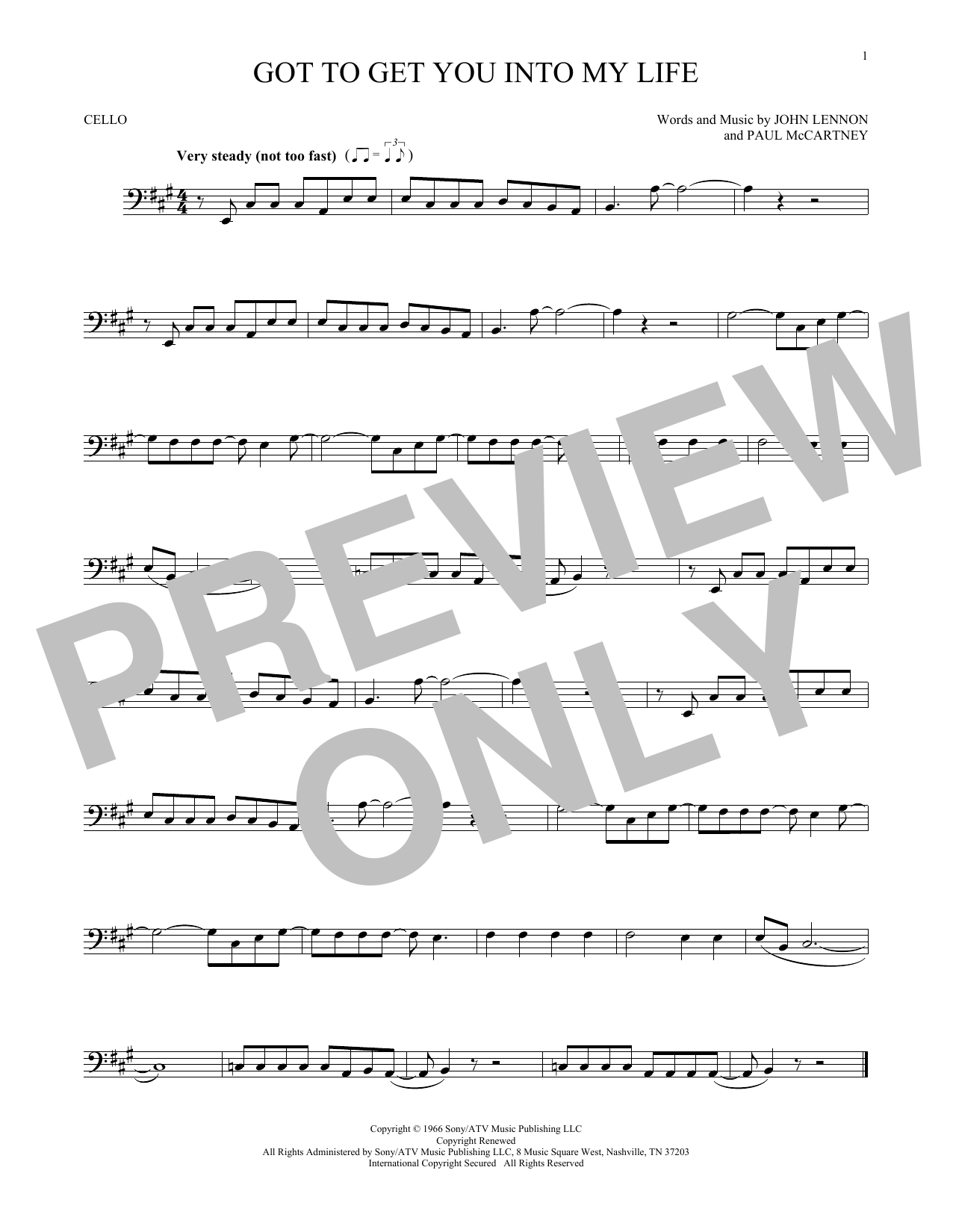 Produktgalerie: Seite 1 von 1 Got To Get You Into My Life, The Beatles, Violoncello