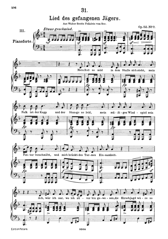 Product picture to: Lied des gefangenen Jäger's D.843Franz Schubert