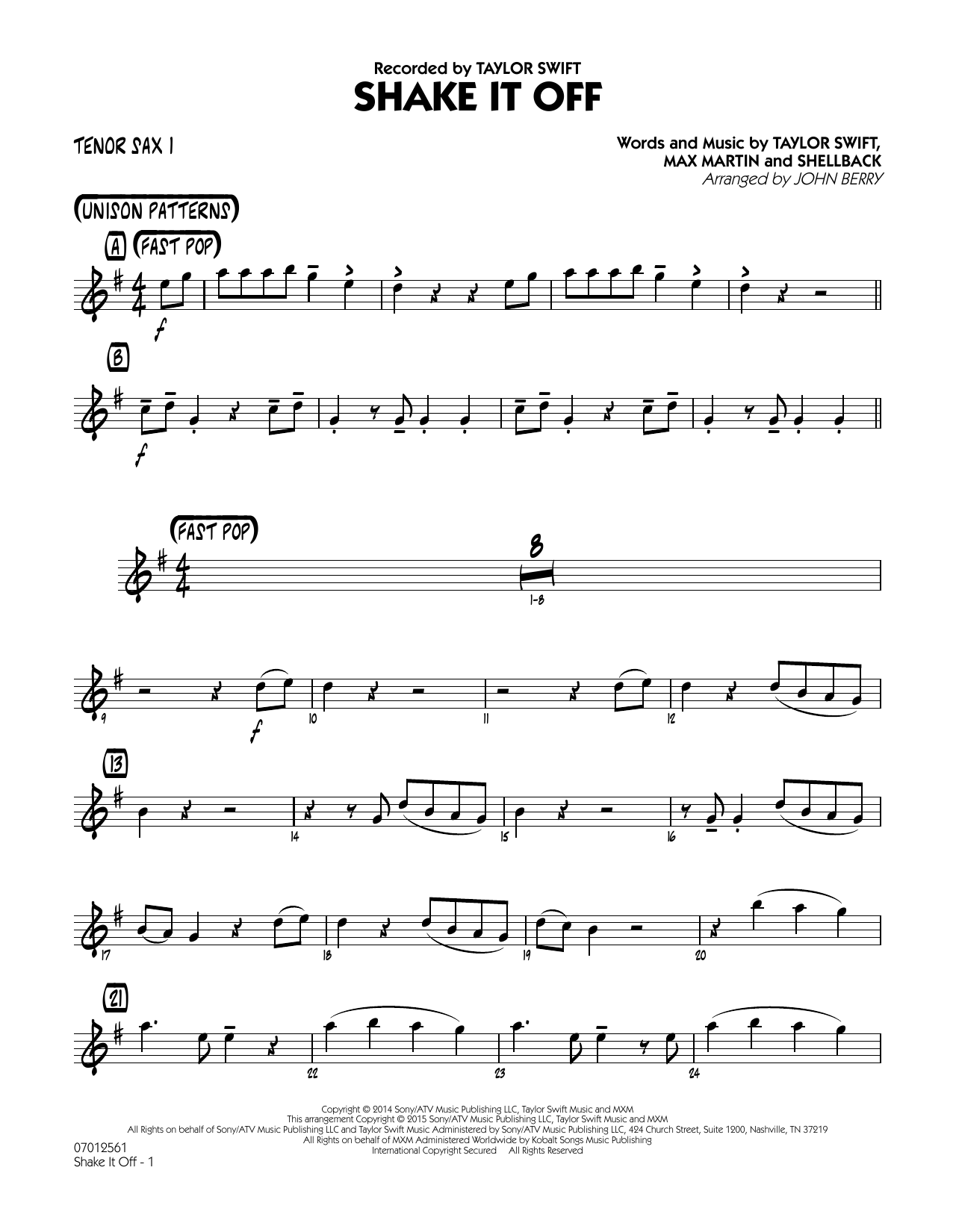 Produktgalerie: Seite 1 von 1 Shake It Off - Tenor Sax 1, John Berry