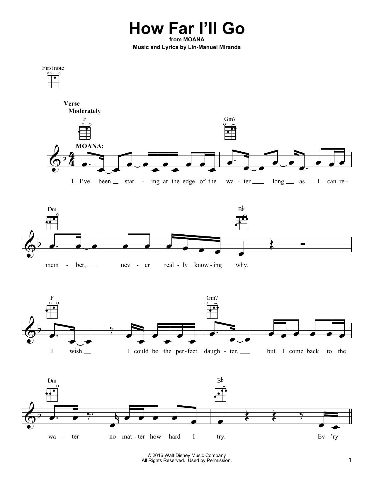 Produktbild zu:  How Far I'll Go (from Moana) - Lin-Manuel Miranda