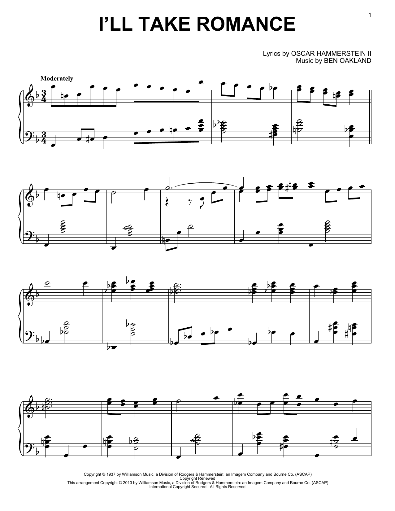 Product gallery: Page 1 of 1 I'll Take Romance, Oscar Hammerstein II