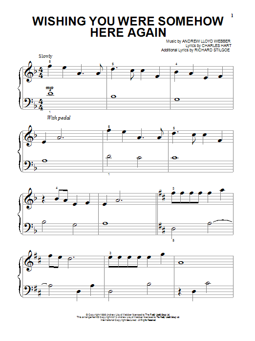 Produktgalerie: Seite 1 von 1 Wishing You Were Somehow Here Again (from The Phantom Of The Opera), Andrew Lloyd Webber, Klavier