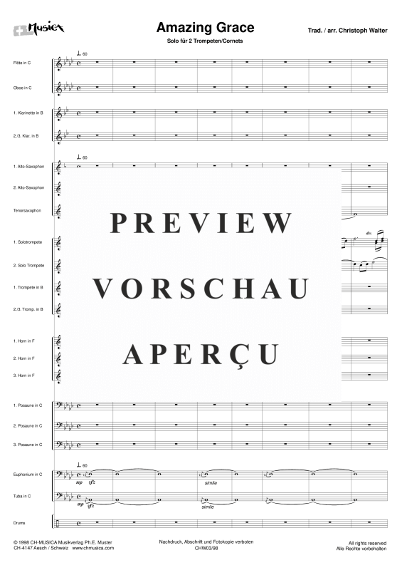 gallery: Amazing Grace, , Solo für 2 Trompeten/Cornets und Blasorchester