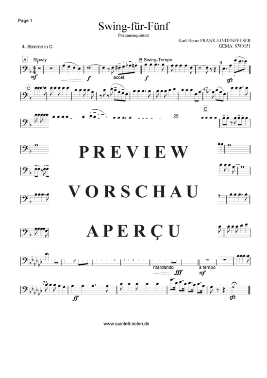 Product gallery: Page 12 of 14 Swing für Fünf , , (Trombone/Tenor Horn Quintet)