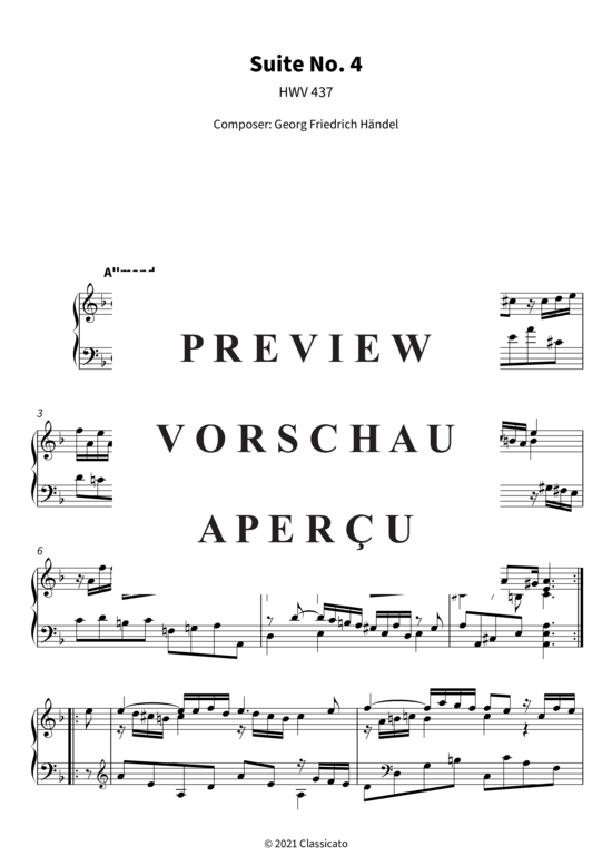Produktgalerie: Seite 4 von 9 Suite No. 4 - HWV 437 , , Klavier Solo