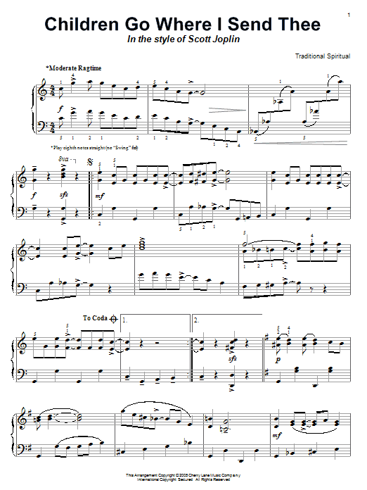 Product gallery: Page 1 of 1 Children Go Where I Send Thee (in the style of Scott Joplin), Traditional Spiritual