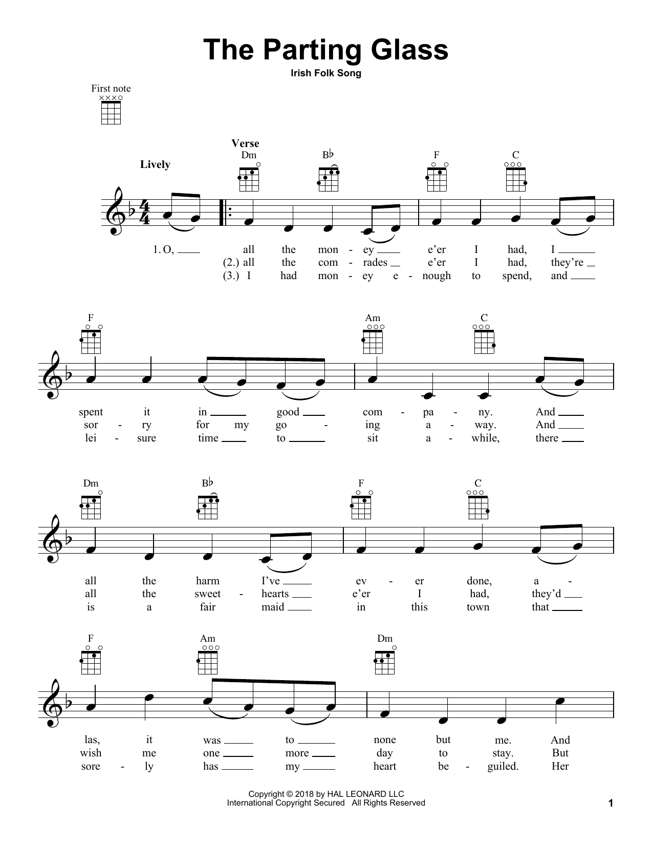 Product gallery: Page 1 of 1 The Parting Glass, Irish Folksong