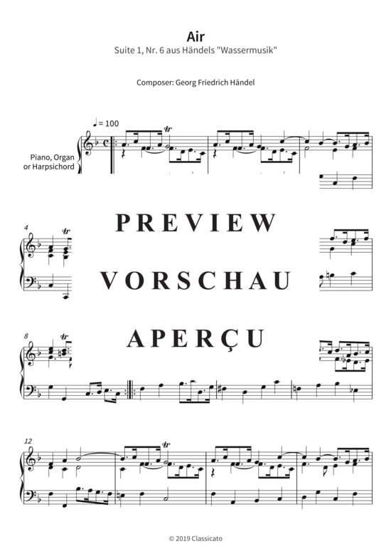 Product picture to: Air - Suite 1, Nr. 6 aus Händels Wassermusik Georg Friedrich Händel