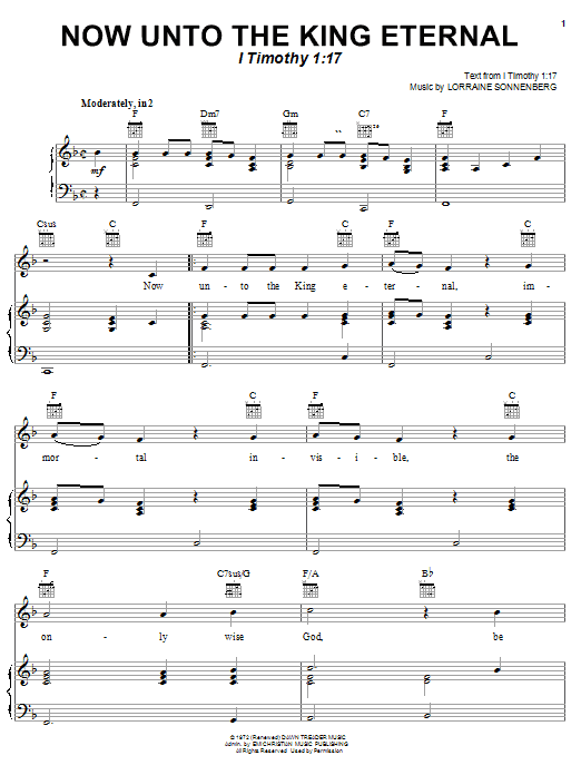 Produktgalerie: Seite 1 von 1 Now Unto The King Eternal, I Timothy 1:17, Gesang, Gitarre, Klavier