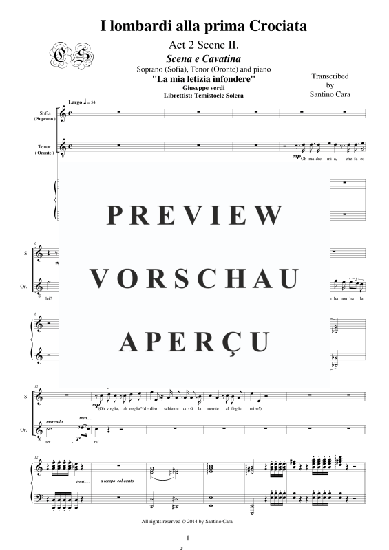 Produktgalerie: Seite 2 von 11 I Lombardi - (Act 2-II) 'La mia letizia infondere', , Sopran, Tenor und Klavier