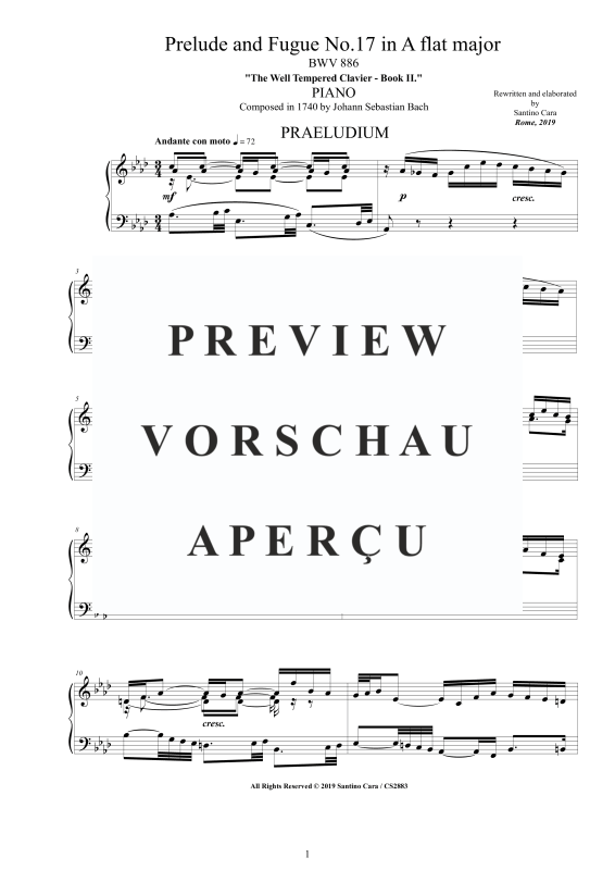Product gallery: Page 2 of 10 Prelude and Fugue No. 17 in A flat major, BWV 886, , Solo Piano