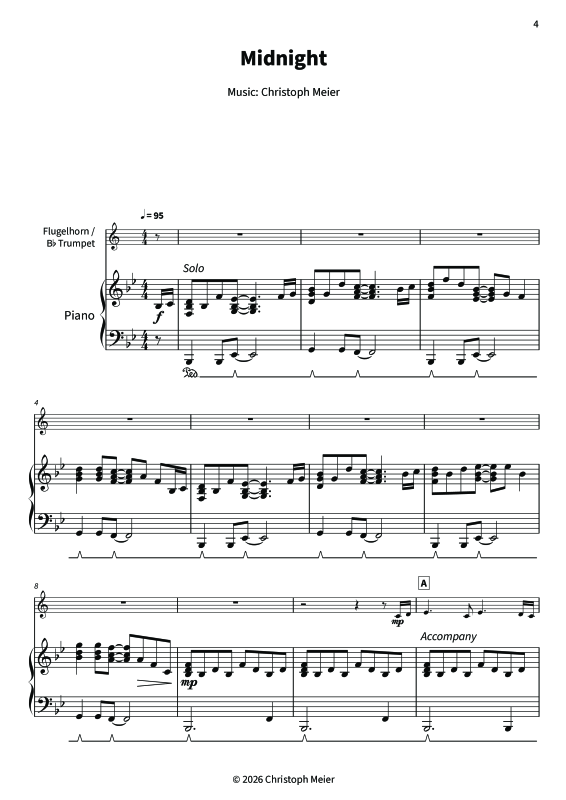 gallery: Midnight - Gentle Melodies for Weddings, Church, and Other Occasions, , Trompete in B und Klavier