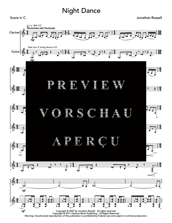 Product gallery: Page 5 of 11 Night Dance, , (clarinet and guitar)