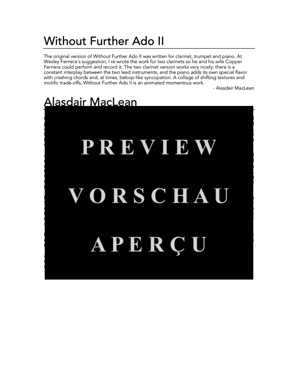 Produktgalerie: Seite 4 von 11 Without Further Ado II, , (Trio 2x Klarinette in B und Klavier)