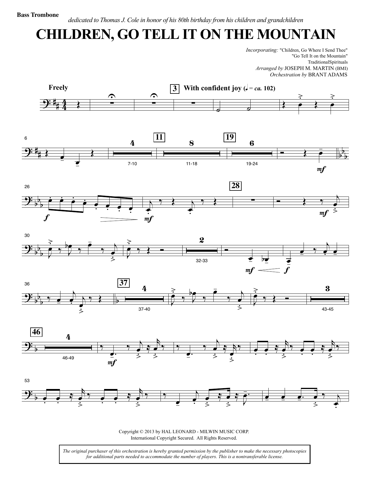 Produktbild zu: Children, Go Tell It on the Mountain - Bass Trombone