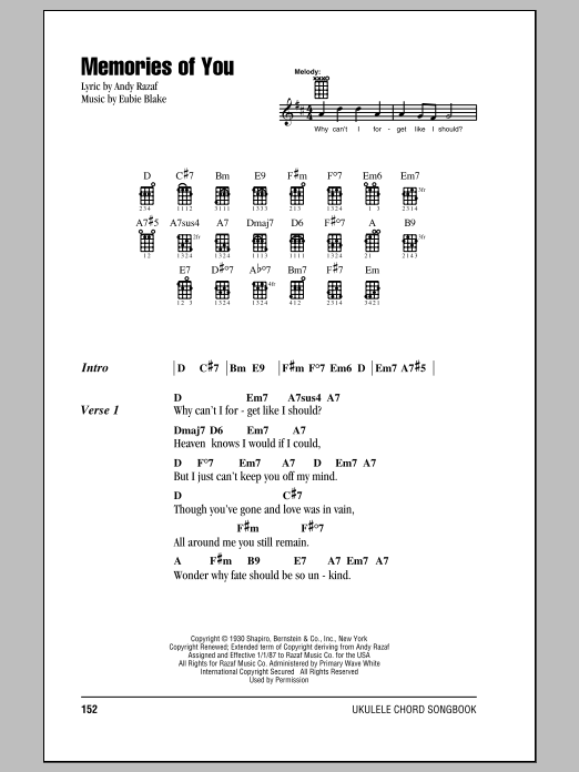 Product gallery: Page 1 of 1 Memories Of You, Andy Razaf