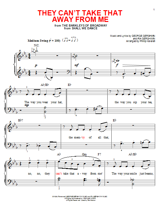 Produktbild zu: They Can't Take That Away From Me (arr. Phillip Keveren)