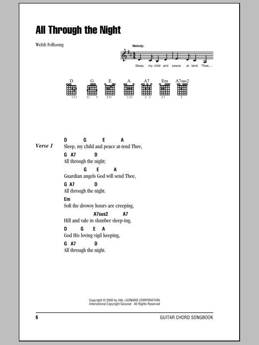 Product gallery: Page 1 of 1 All Through The Night, Welsh Folksong
