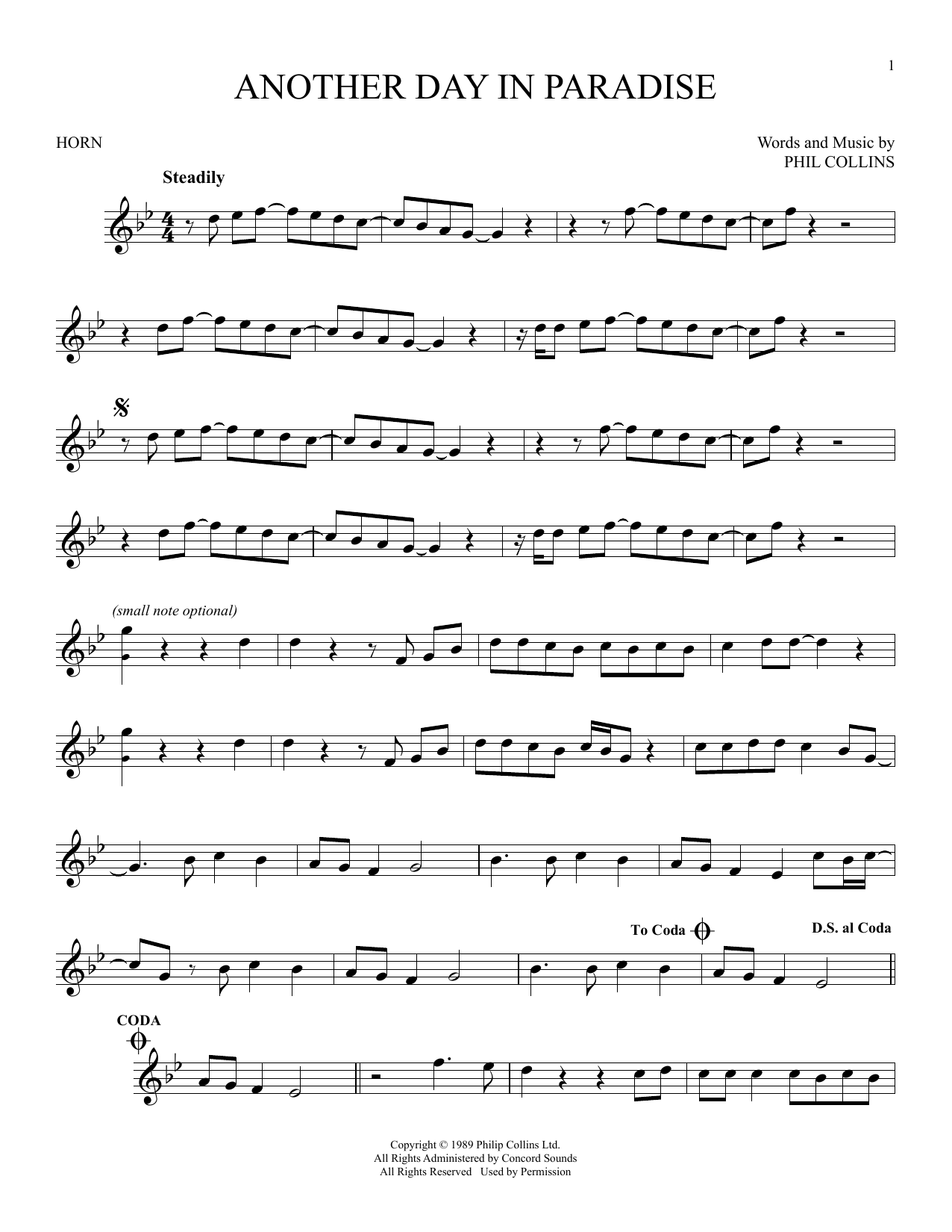 Produktgalerie: Seite 1 von 1 Another Day In Paradise, Phil Collins, Horn