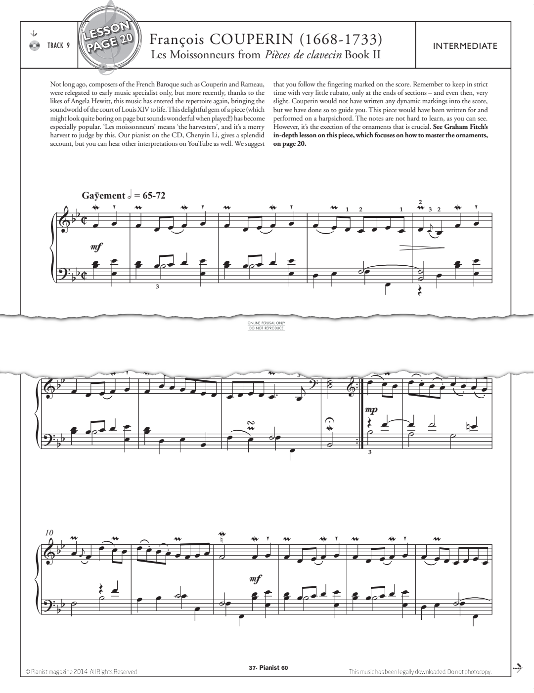Product gallery: Page 1 of 1 Les Moissoneurs from Pièces de clavecin Book II, Francois Couperin