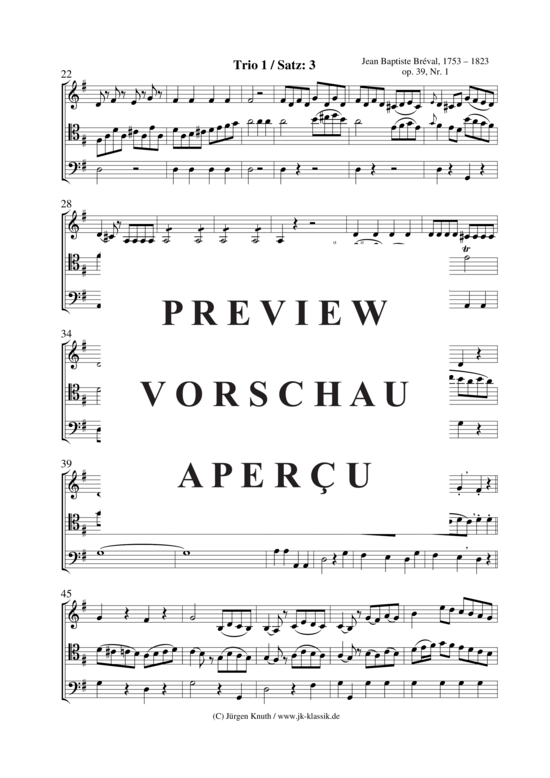 Produktgalerie: Seite 19 von 21 Trio 1 Op. 39, Nr. 1 , , (Streicher Trio für Violine, Violoncello + Kontrabass )