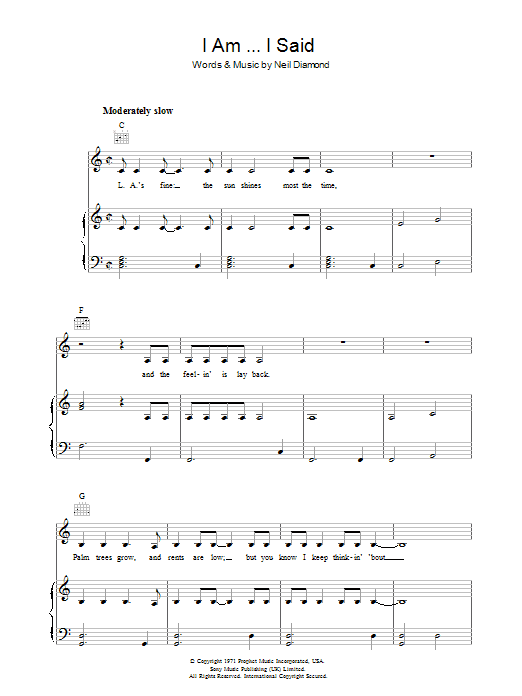 Produktgalerie: Seite 1 von 1 I Am...I Said, Neil Diamond, Gesang, Gitarre, Klavier