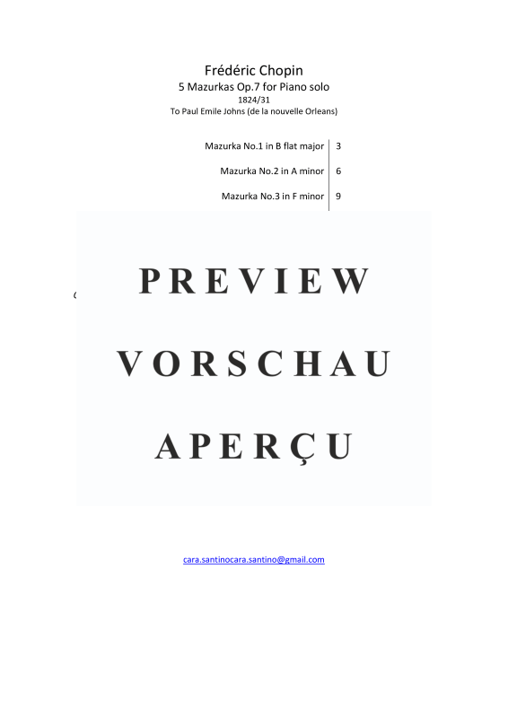 Produktgalerie: Seite 3 von 11 5 Mazurkas op. 7 für Klavier - Vollständige Partituren, , Klavier Solo