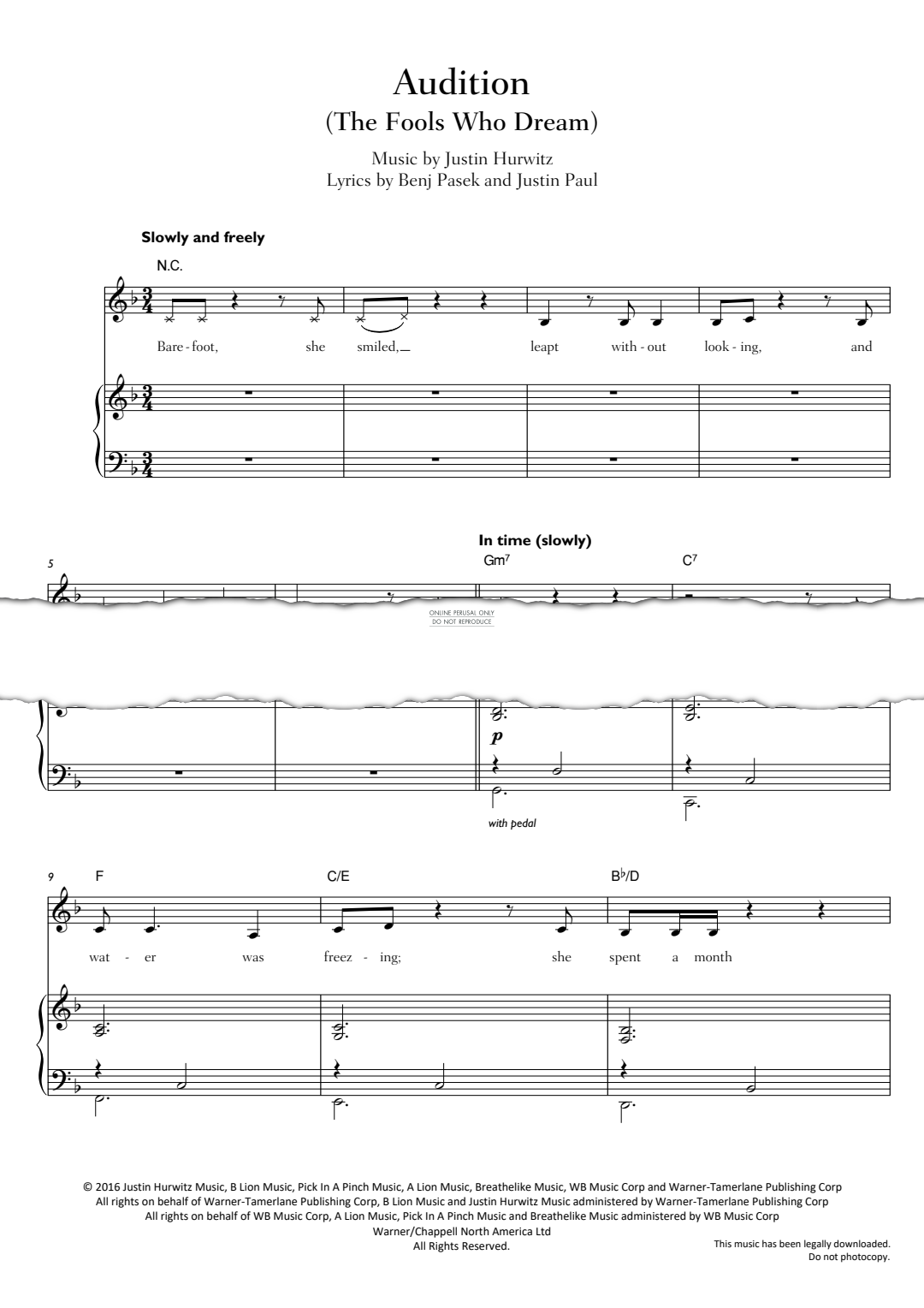 Product gallery: Page 1 of 1 Audition (The Fools Who Dream), Justin Hurwitz
