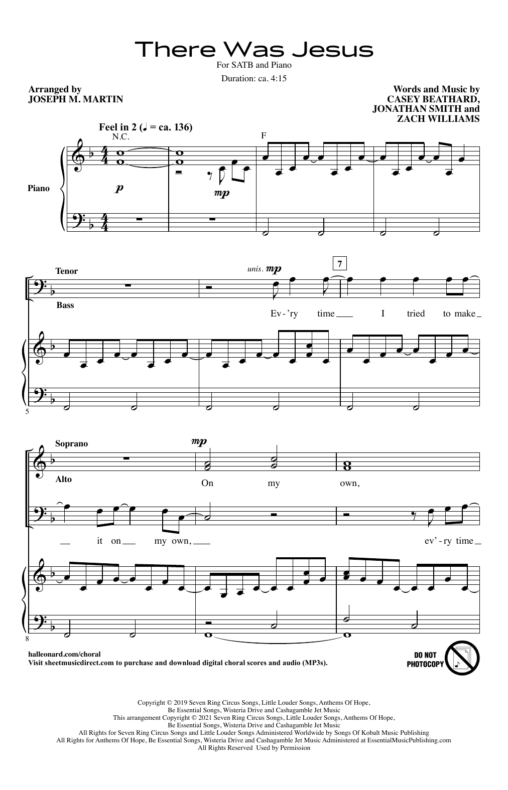 Product gallery: Page 1 of 1 There Was Jesus (feat. Dolly Parton) (arr. Joseph M. Martin), Zach Williams