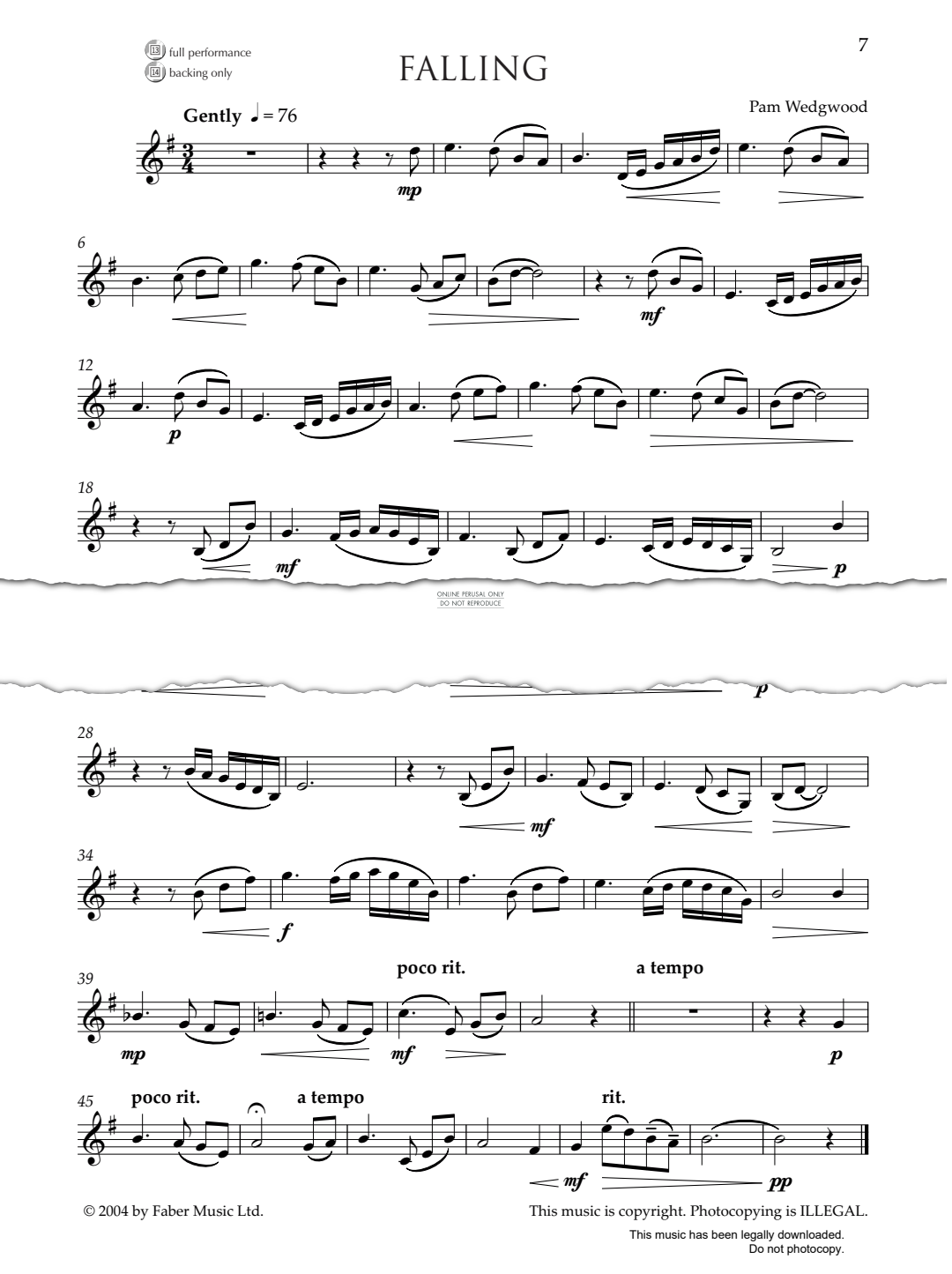 Produktgalerie: Seite 1 von 1 Falling, Pam Wedgwood, Klarinette, Klavier