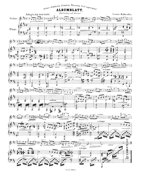 Product picture to: Albumblatt Gustav Hollaender