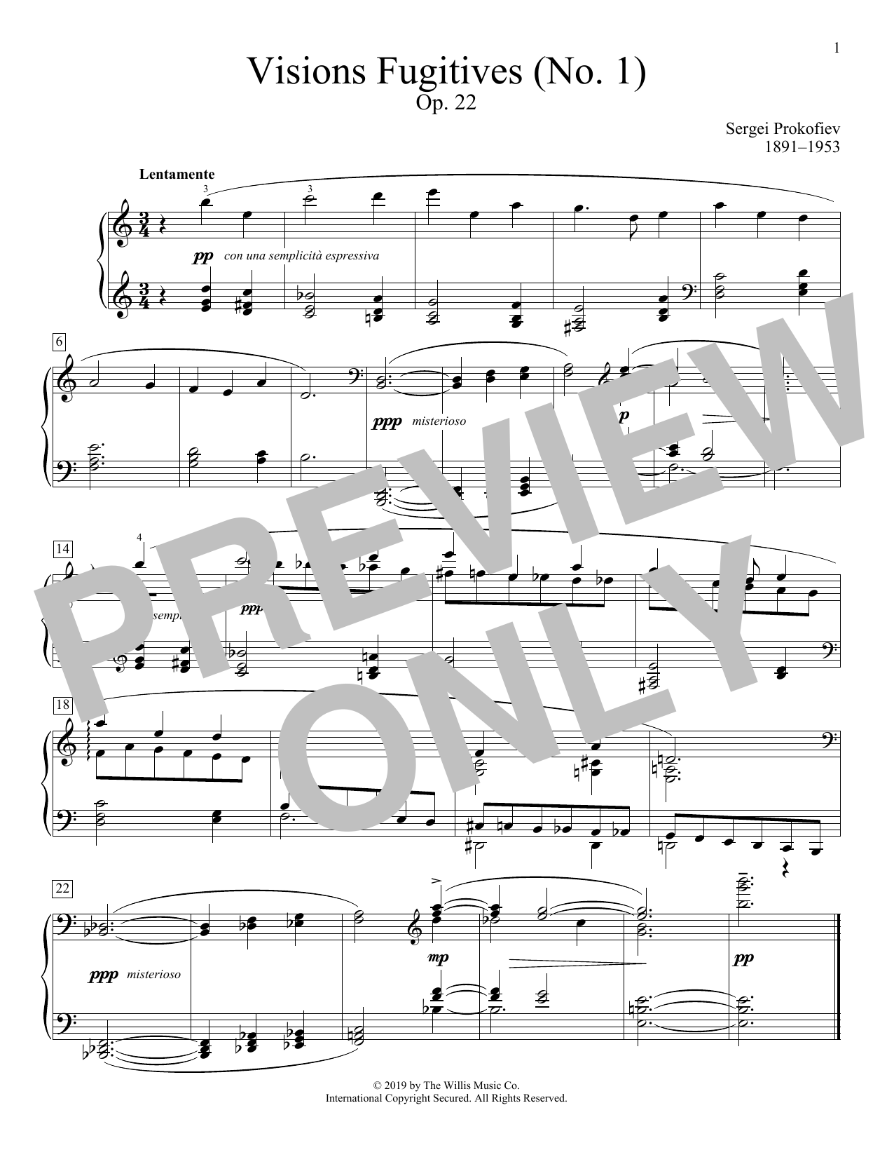Produktbild zu: Visions Fugitives, Opus 22, No. 1