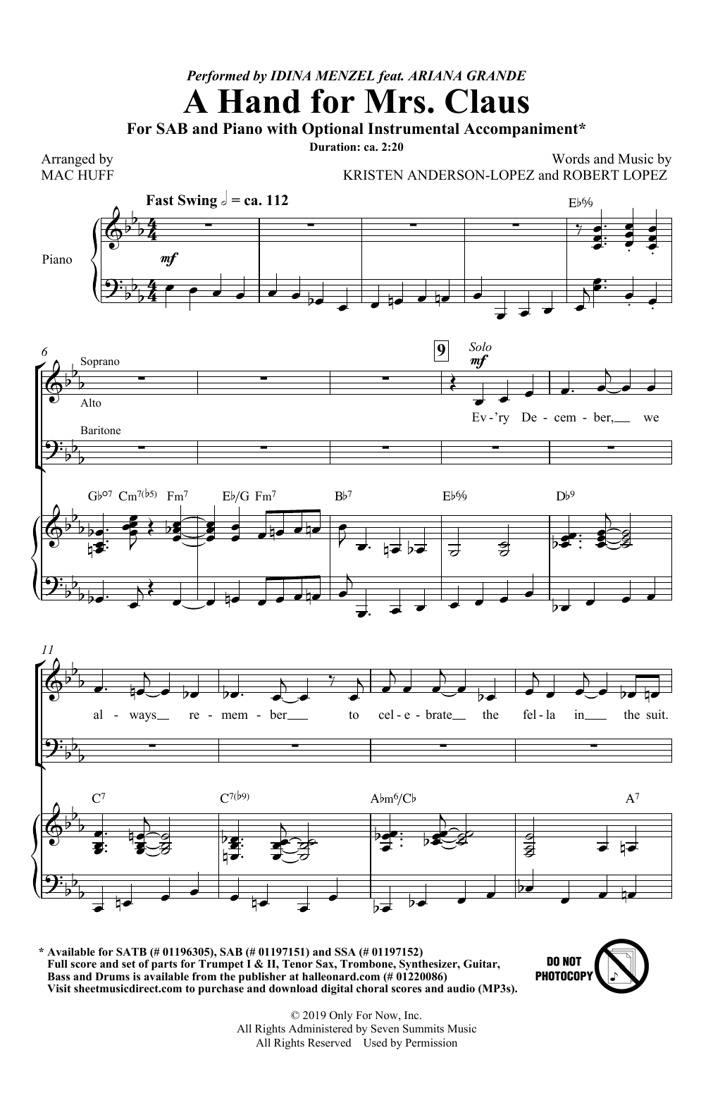 Produktbild zu: A Hand For Mrs. Claus (arr. Mac Huff)