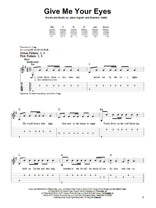 Product gallery: Page 1 of 1 Give Me Your Eyes, Brandon Heath
