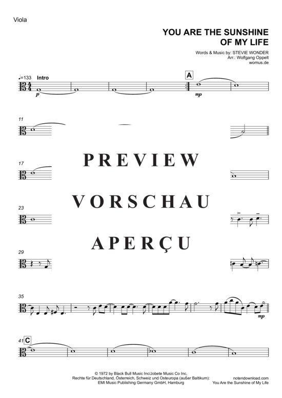 Produktgalerie: Seite 13 von 18 You Are the Sunshine of My Life , Wonder, Stevie, (Streicher Quintett)