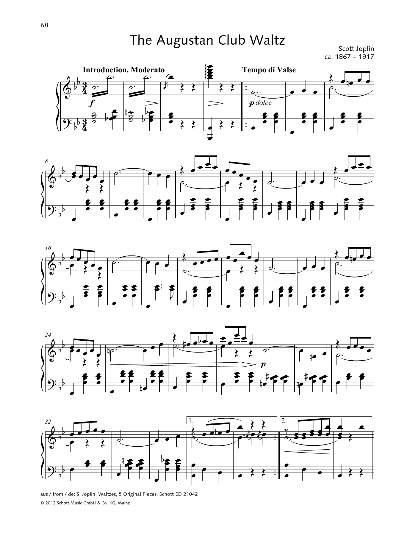 Product gallery: Page 1 of 1 The Augustan Club Waltz, Scott Joplin
