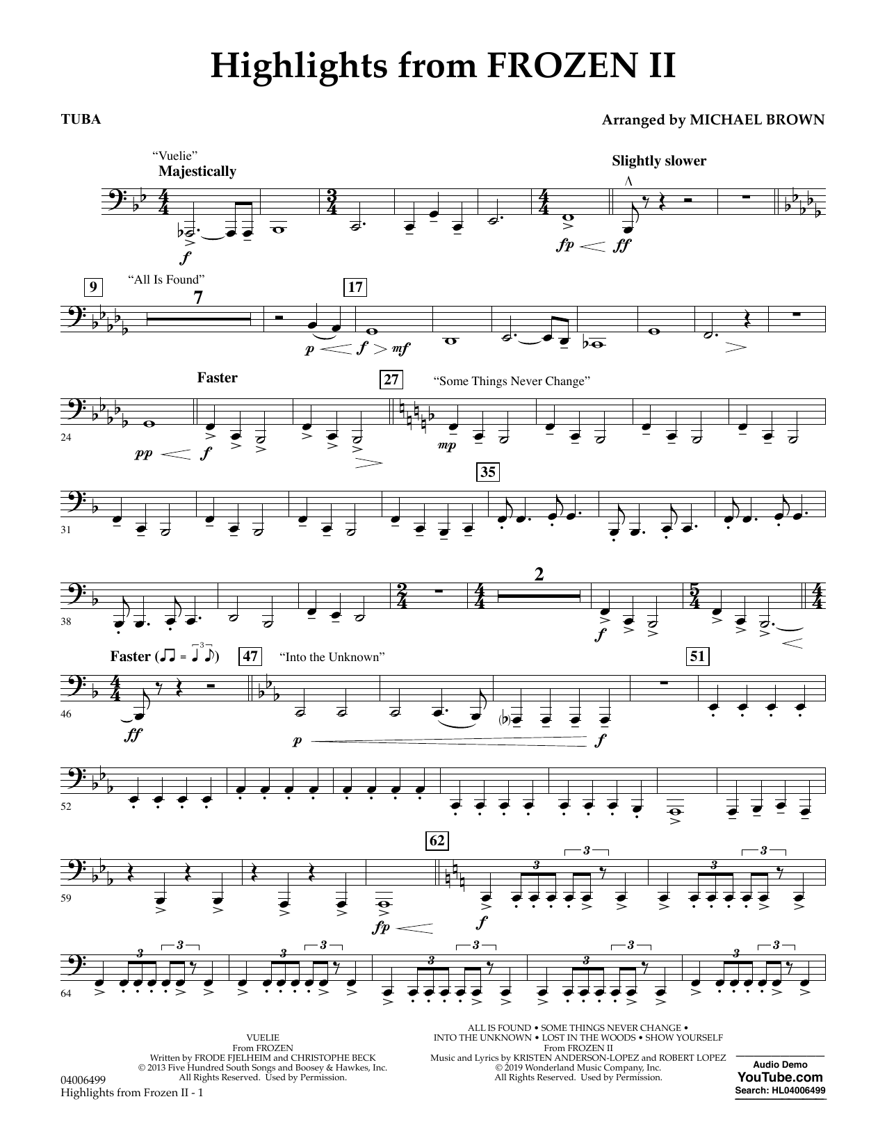 Produktbild zu: Highlights from Disney's Frozen 2 (arr. Michael Brown) - Tuba