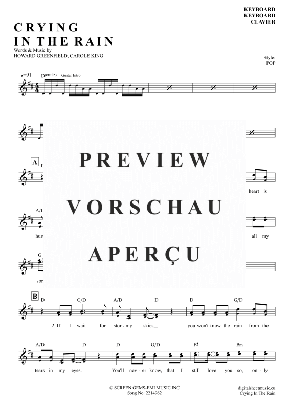 Product gallery: Page 2 of 4 Crying In The Rain , A-Ha, (Keyboard)