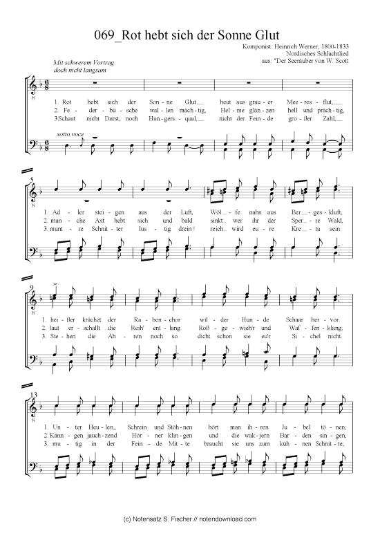 Product picture to: Rot hebt sich der Sonne Glut Heinrich Werner, 1800-1833 Nordisches Schlachtlied aus: "Der Seeräuber von W. Scott