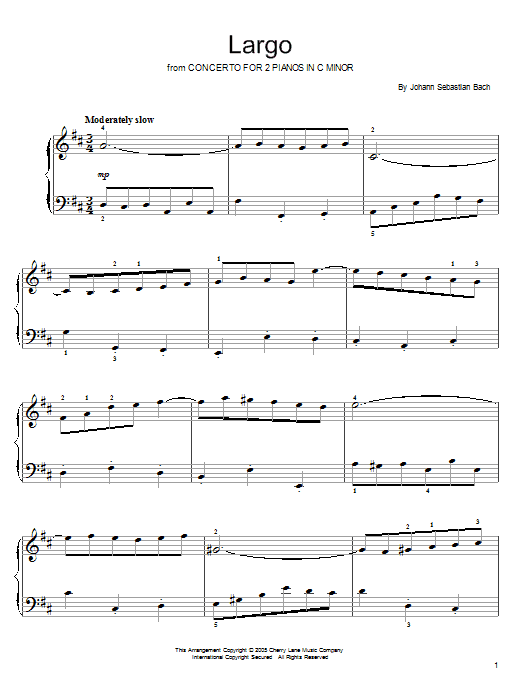 Produktgalerie: Seite 1 von 1 Largo (from "Concerto for 2 Pianos in C Minor"), Johann Sebastian Bach, Klavier