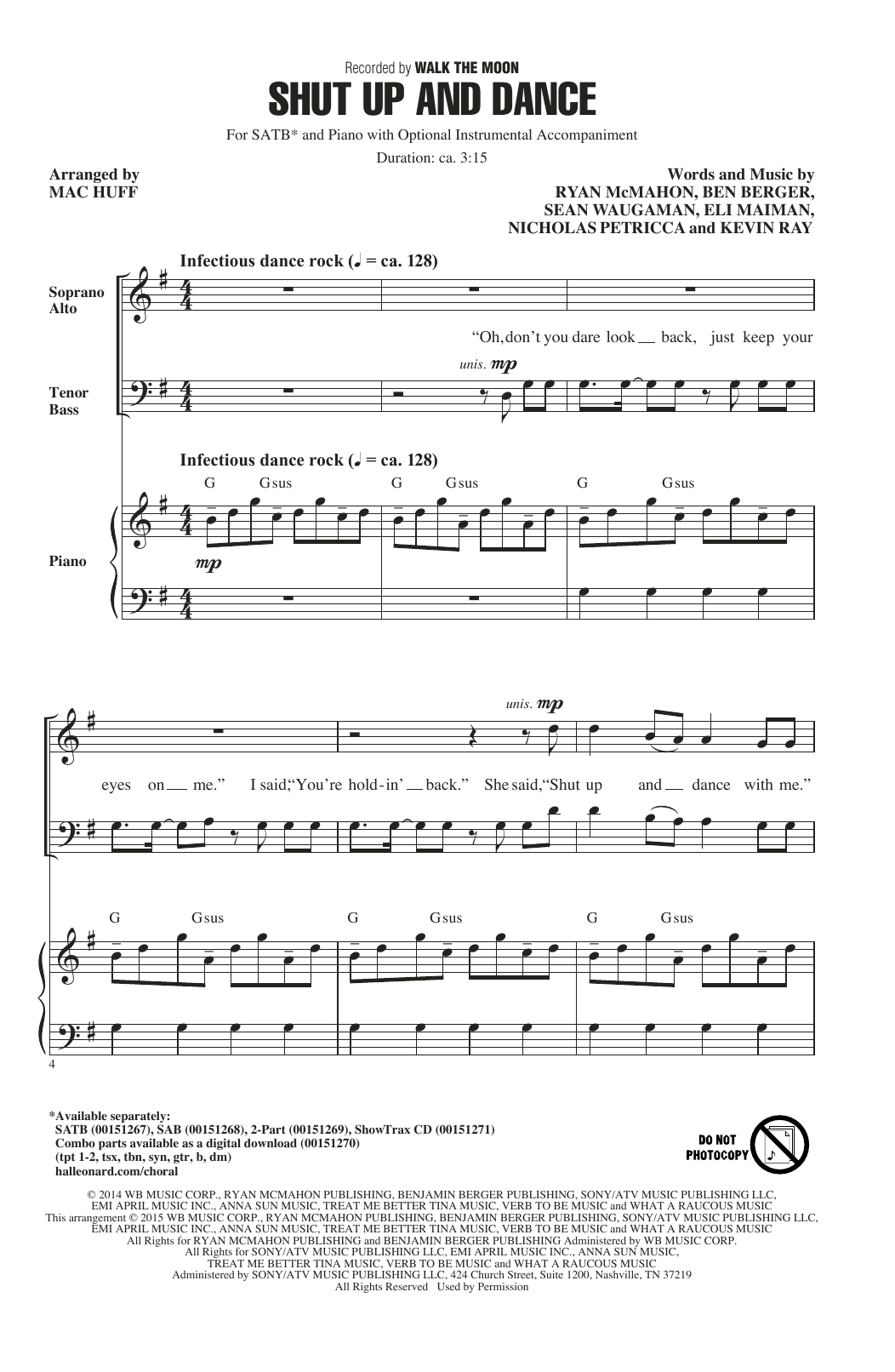 Produktgalerie: Seite 1 von 1 Shut Up And Dance (arr. Mac Huff), Walk The Moon, Chor