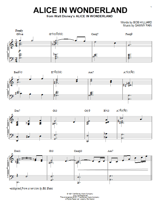 Product gallery: Page 1 of 1 Alice In Wonderland [Jazz version] (arr. Brent Edstrom), Bill Evans