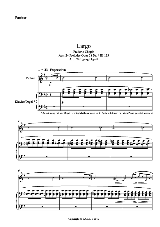 Product picture to: Largo op. 28 Nr. 4 Frederic Chopin (arr. WO)