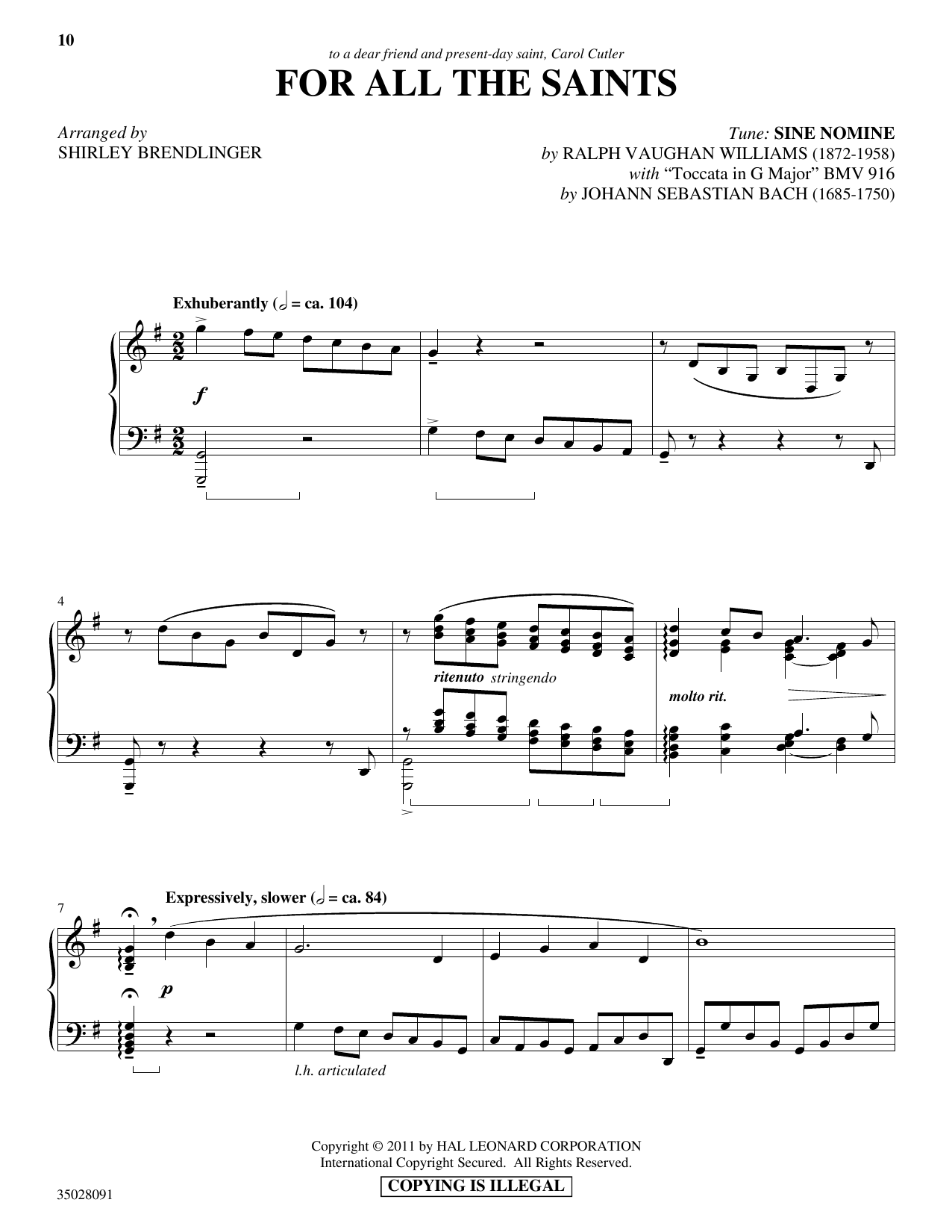 Produktbild zu: For All The Saints (with "Toccata in G Major")