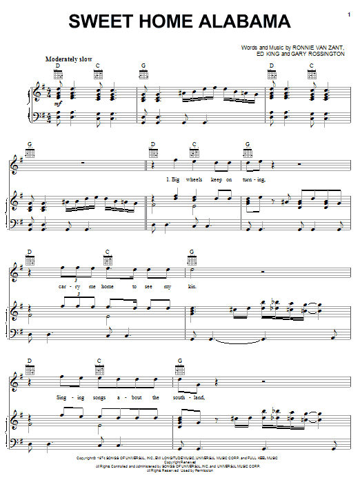 Produktgalerie: Seite 1 von 1 Sweet Home Alabama, Lynyrd Skynyrd, Gesang, Gitarre, Klavier