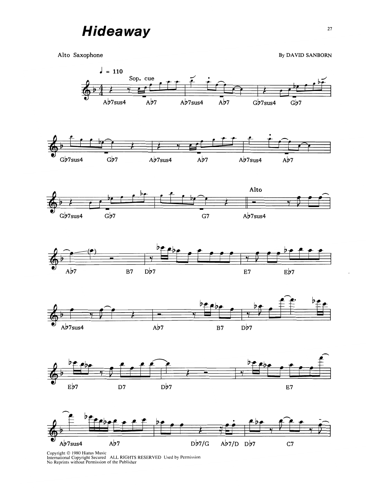 Product gallery: Page 1 of 1 Hideaway, David Sanborn