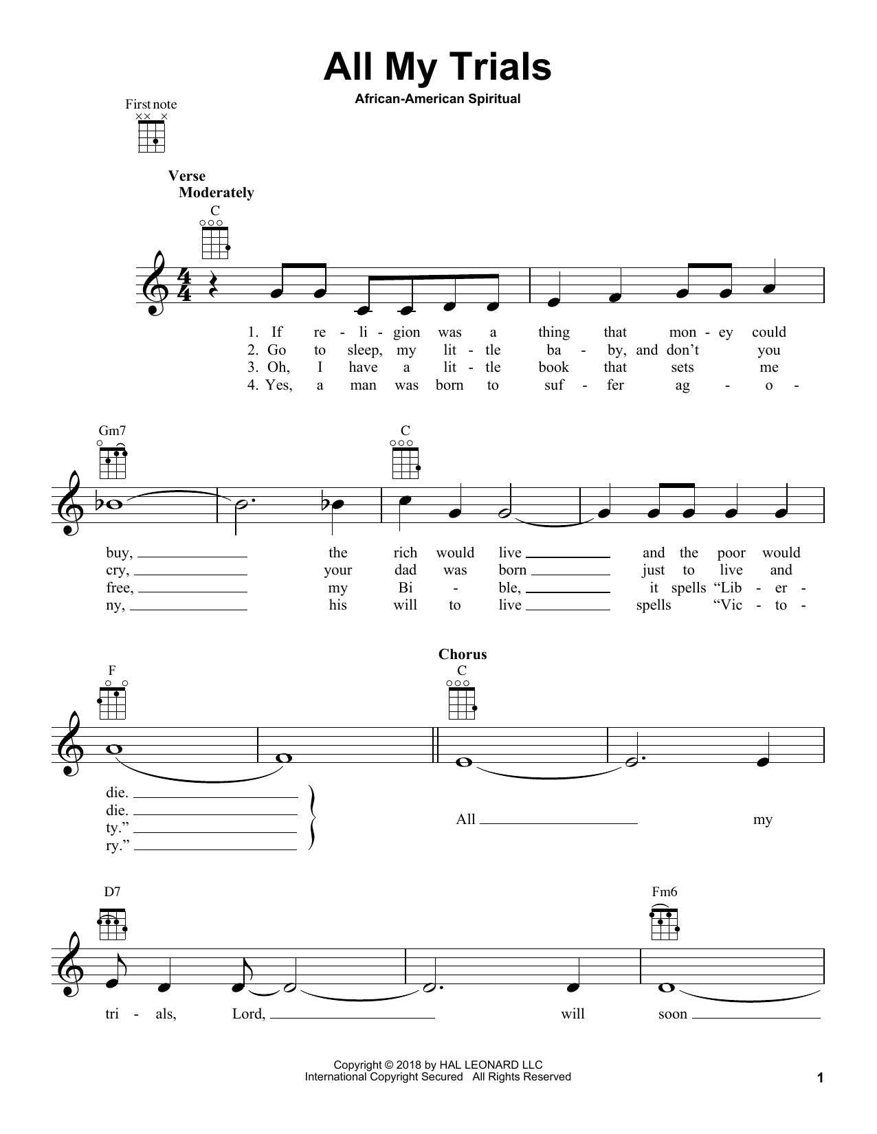 Product gallery: Page 1 of 1 All My Trials, African-American Spiritual